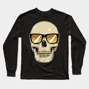 Skull Wearing Sunglasses Orange Lenses Long Sleeve T-Shirt